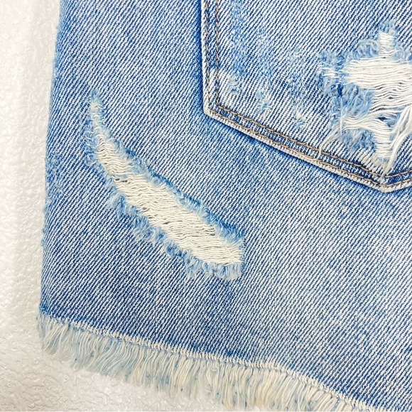 Blank NYC Denim Shorts High Waist Size 30 Light Wash Fraged Riped Cotton - Picture 11 of 14